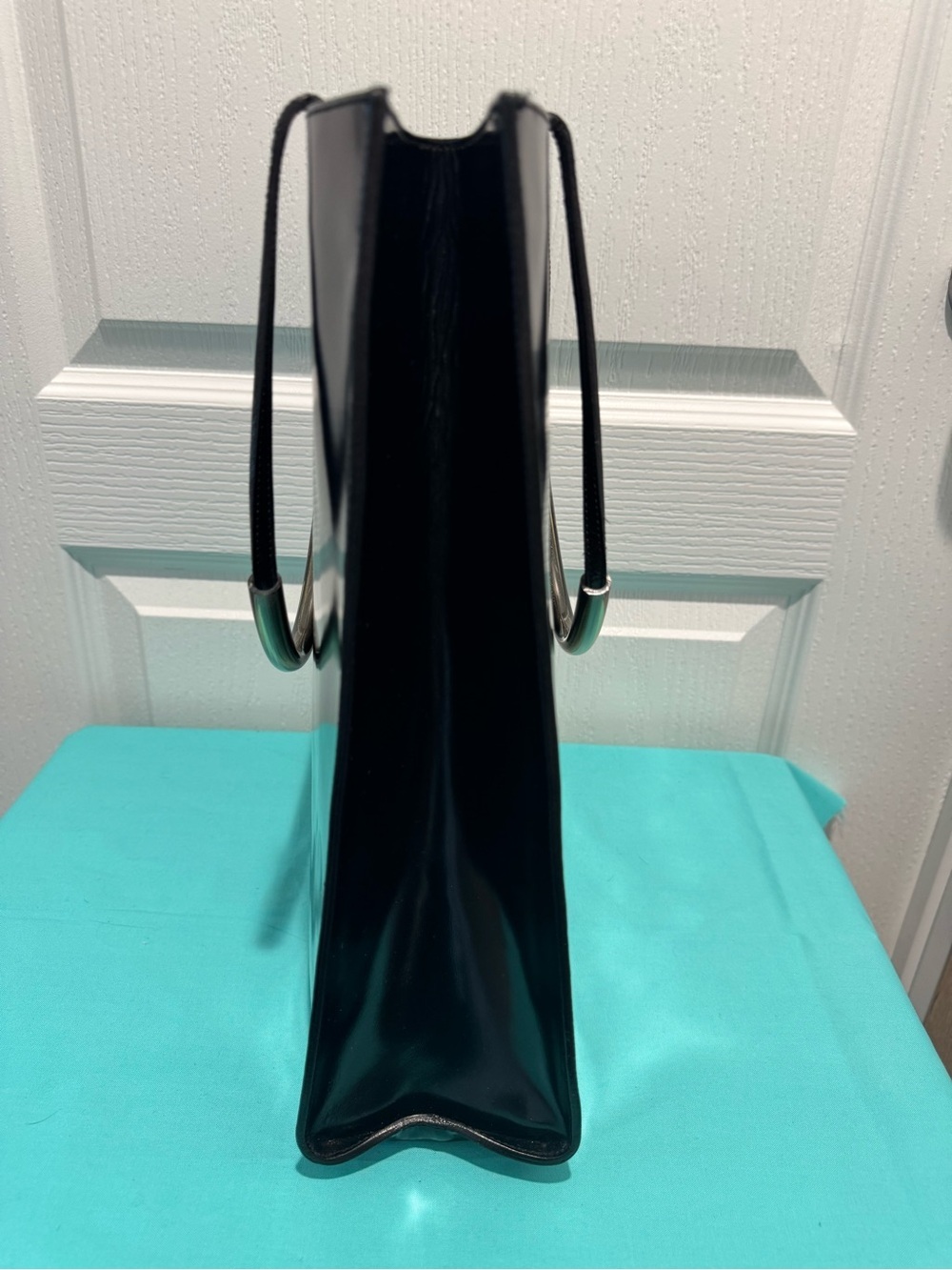 Salvatore Ferragamo Glossy Black Patent Tote with Matching Pouch - Picture 4 of 13